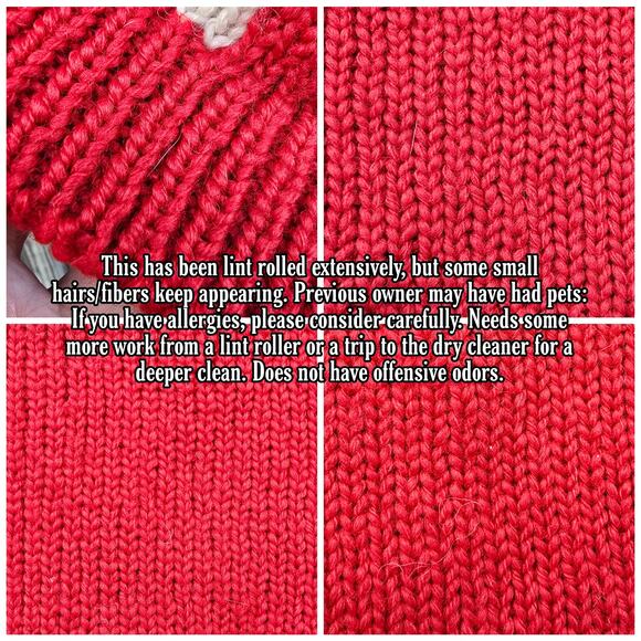 DKNY Jeans Sweater Red Handknit Wool Vintage 90s Donna Karan New York Size M/L - Picture 7 of 10